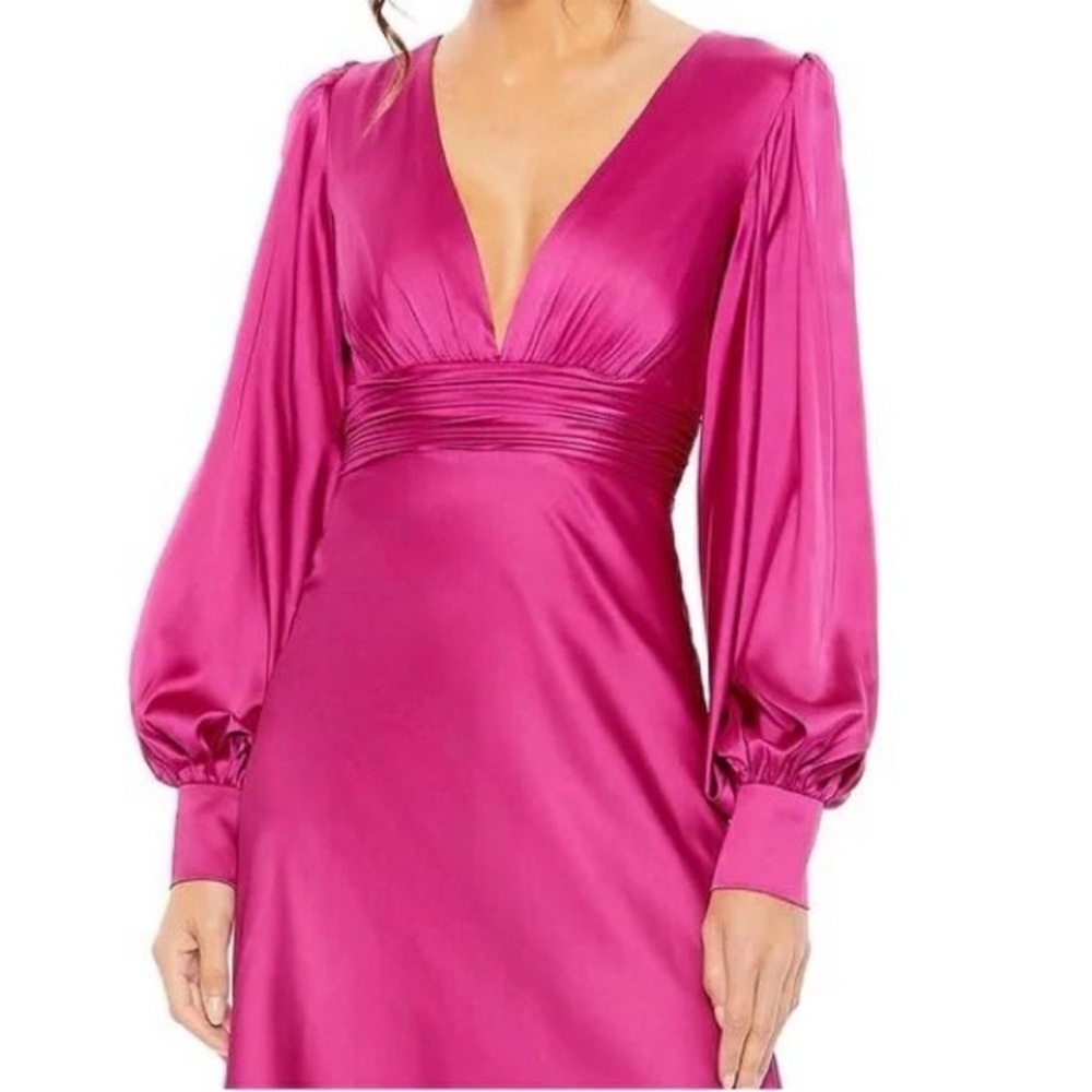 Mac Duggal Fuchsia Long Sleeve Dress